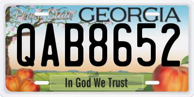 GA license plate QAB8652