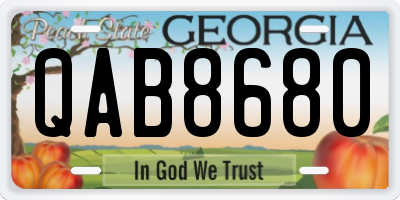 GA license plate QAB8680