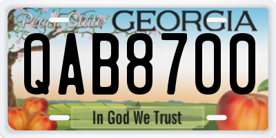 GA license plate QAB8700