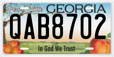 GA license plate QAB8702