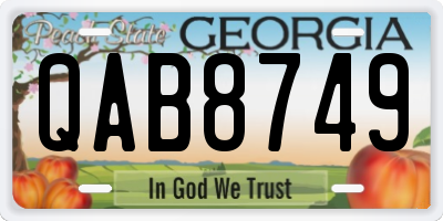 GA license plate QAB8749