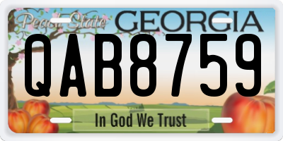 GA license plate QAB8759