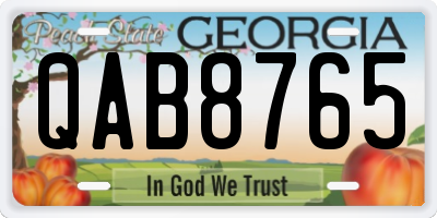 GA license plate QAB8765