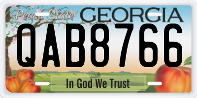 GA license plate QAB8766