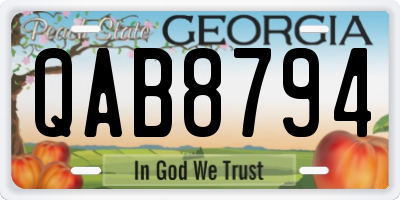 GA license plate QAB8794