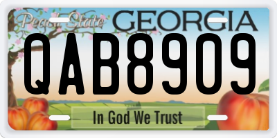 GA license plate QAB8909