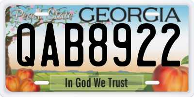 GA license plate QAB8922