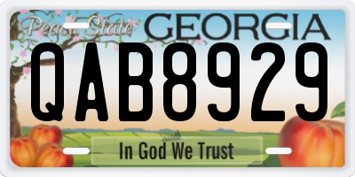 GA license plate QAB8929