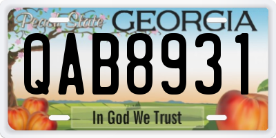 GA license plate QAB8931