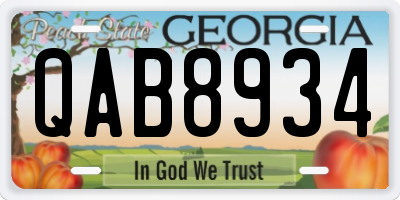 GA license plate QAB8934