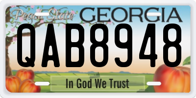 GA license plate QAB8948