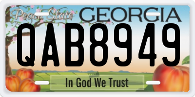 GA license plate QAB8949