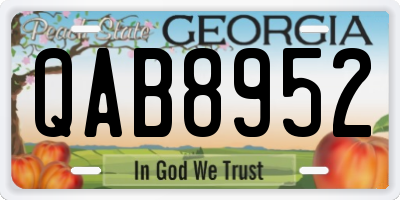 GA license plate QAB8952
