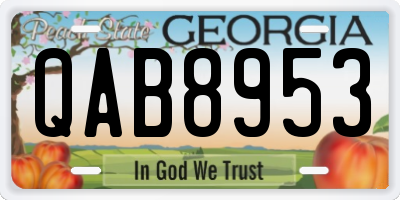 GA license plate QAB8953