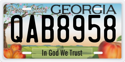 GA license plate QAB8958