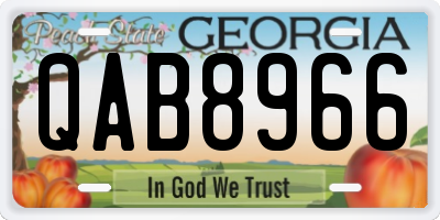 GA license plate QAB8966