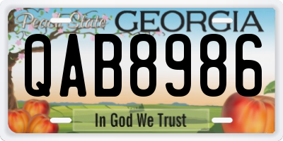 GA license plate QAB8986
