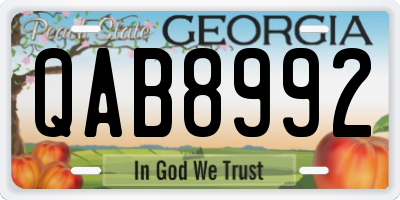 GA license plate QAB8992