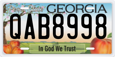 GA license plate QAB8998