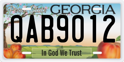 GA license plate QAB9012