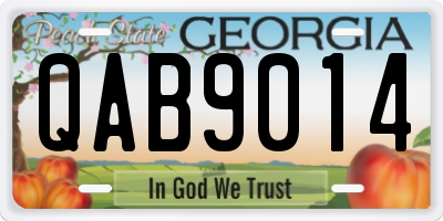 GA license plate QAB9014
