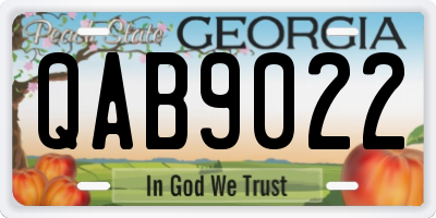 GA license plate QAB9022