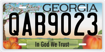 GA license plate QAB9023