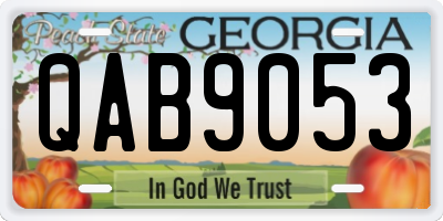 GA license plate QAB9053