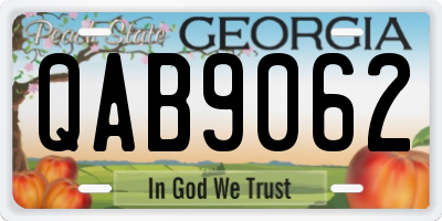 GA license plate QAB9062