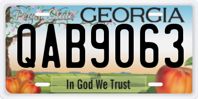 GA license plate QAB9063