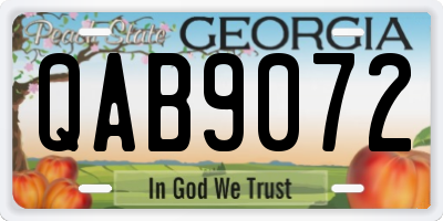 GA license plate QAB9072