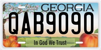 GA license plate QAB9090
