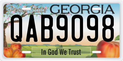 GA license plate QAB9098