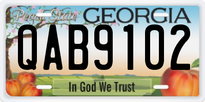 GA license plate QAB9102