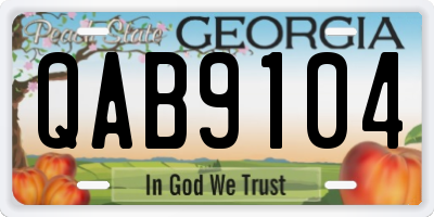 GA license plate QAB9104