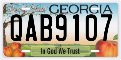 GA license plate QAB9107
