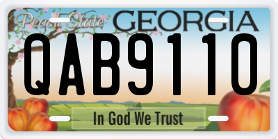 GA license plate QAB9110