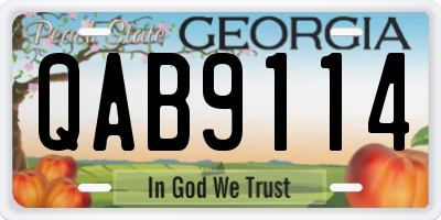 GA license plate QAB9114