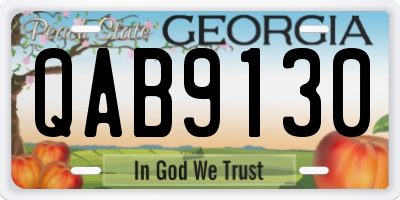 GA license plate QAB9130