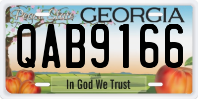 GA license plate QAB9166