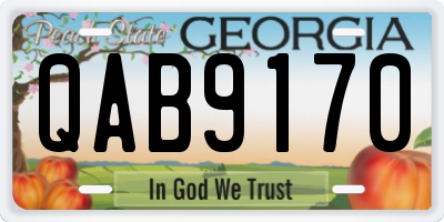 GA license plate QAB9170