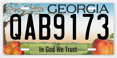 GA license plate QAB9173