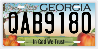 GA license plate QAB9180