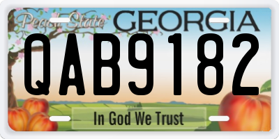 GA license plate QAB9182