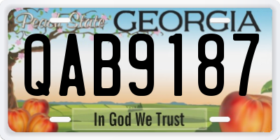 GA license plate QAB9187