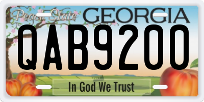 GA license plate QAB9200