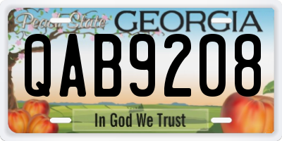 GA license plate QAB9208