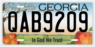 GA license plate QAB9209
