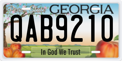 GA license plate QAB9210