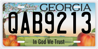 GA license plate QAB9213